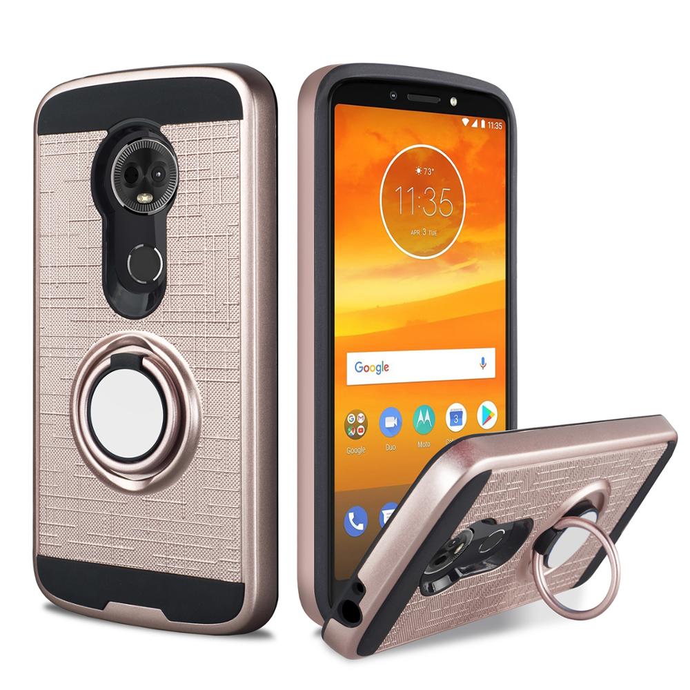 Motorola Moto G7 Power 360 Ring Kickstand Hybrid Case with Metal Plate (Rose GOLD)